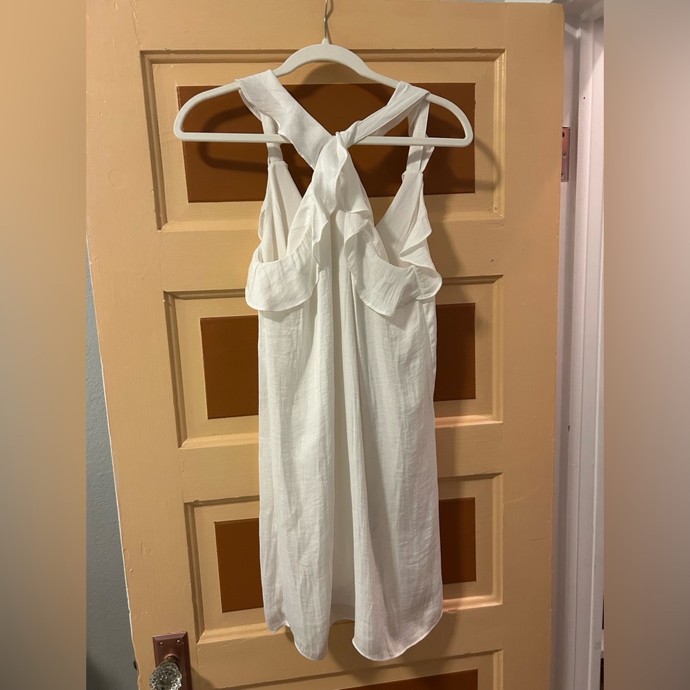 Naked Zebra Flowy White Ruffle Dress